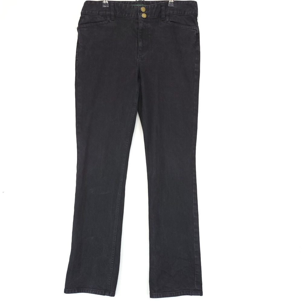 Lauren Jeans LRL Black Denim Pants Button Fly Zip‎ Women 10 5 Pockets Jeans